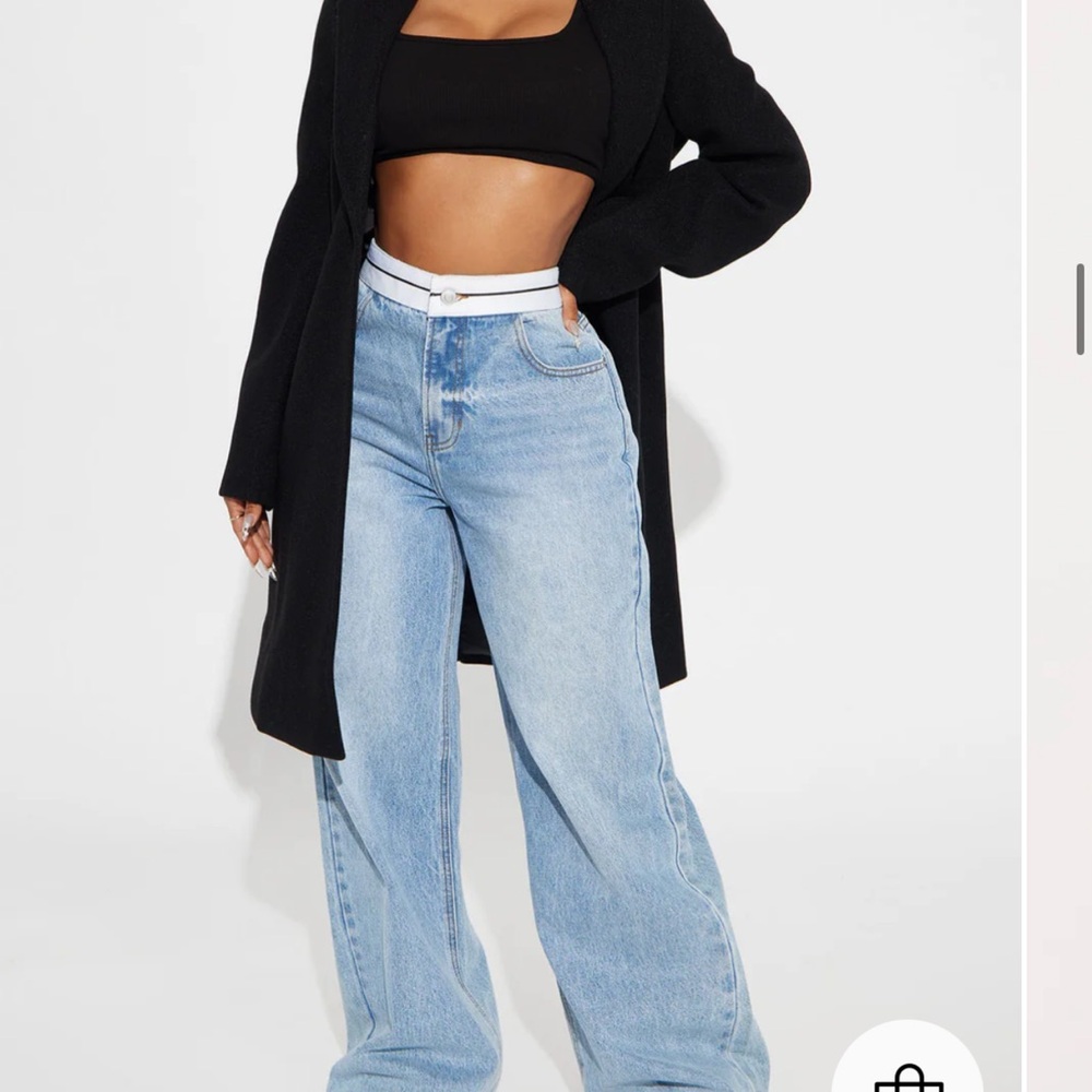 Fashion Nova Blue High-Waisted Flare Jeans